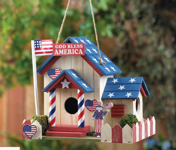 God Bless the America Patriotic Wood Birdhouse