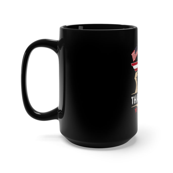 Gratitude in Every Sip: 15oz Military Design Black Mug - Thank You Edition