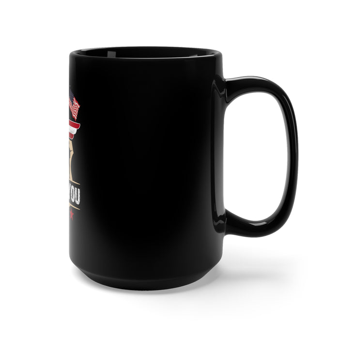 Gratitude in Every Sip: 15oz Military Design Black Mug - Thank You Edition