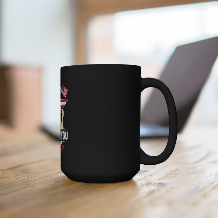 Gratitude in Every Sip: 15oz Military Design Black Mug - Thank You Edition