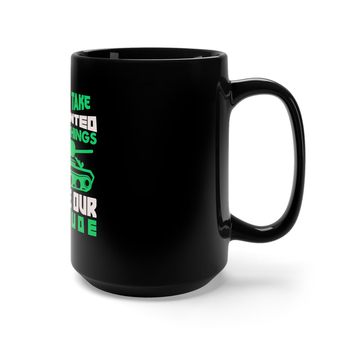 Gratitude Unveiled: 15oz Military Design Black Mug for Appreciation