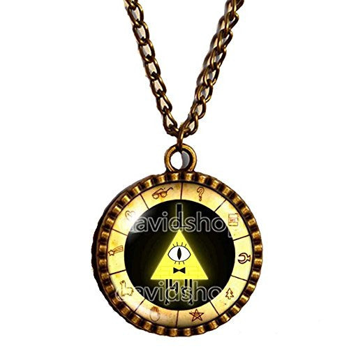 GRAVITY FALLS Necklace BILL CIPHER WHEEL Antique Glass Pendant jewelry NEW chain Picture Art Friend
