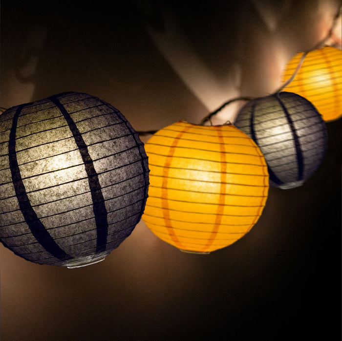 Halloween Black and Orange Paper Lantern String Light G50 Party Decoration COMBO Kit (31 FT, EXPANDABLE) - Luna Bazaar | Boho & Vintage Style Decor