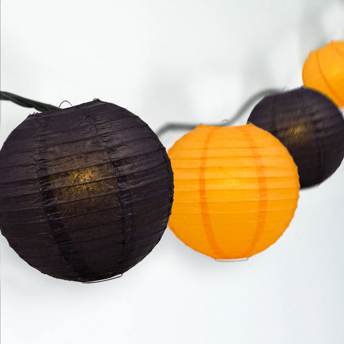Halloween Black and Orange Paper Lantern String Light G50 Party Decoration COMBO Kit (31 FT, EXPANDABLE) - Luna Bazaar | Boho & Vintage Style Decor