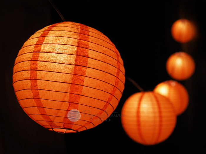 12" Halloween Jack-O-Lantern Pumpkin Paper Lantern String Light Kids Decorating Party DIY Kit (31 FT, EXPANDABLE, Black Cord) - LunaBazaar.com - Discover Celebrate Decorate