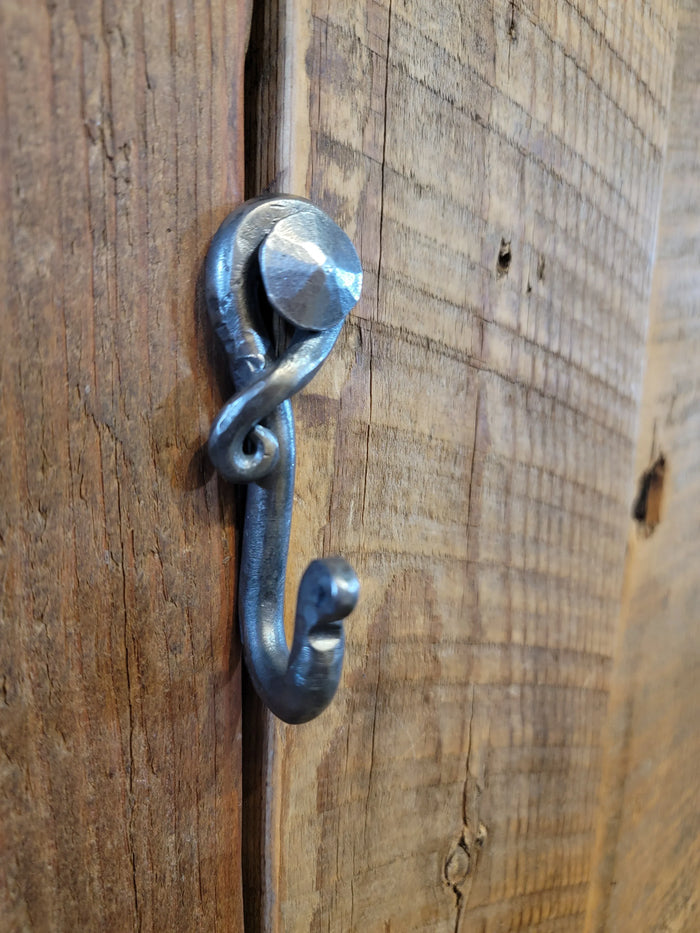 Hand Forged Iron Hook and Nail – Rustic Wrought Iron Wall Hook for Farmhouse Decor - Old West Iron