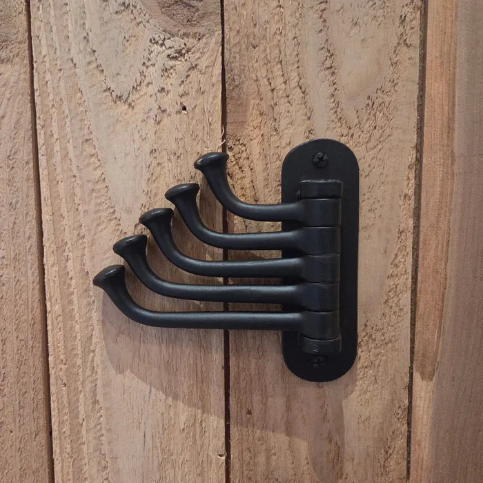 Hand Forged Iron Swivel Hook — 3-Arm or 5-Arm Wall Mount Coat & Towel Hook