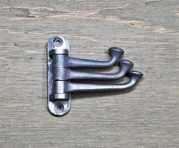 Hand Forged 3 Arm Iron Swivel Hook - Old West Iron