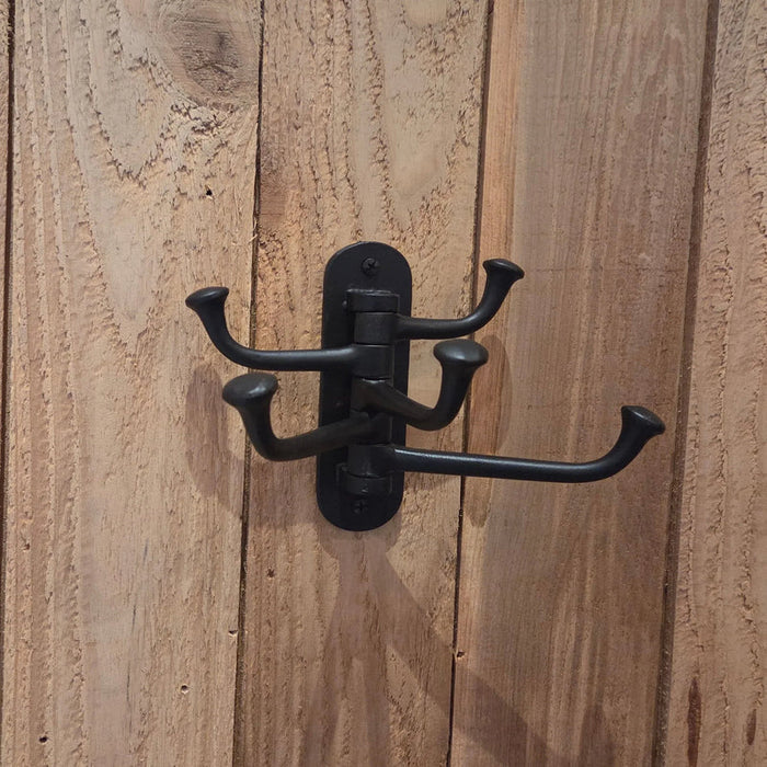 Hand Forged Iron Swivel Hook — 3-Arm or 5-Arm Wall Mount Coat & Towel Hook