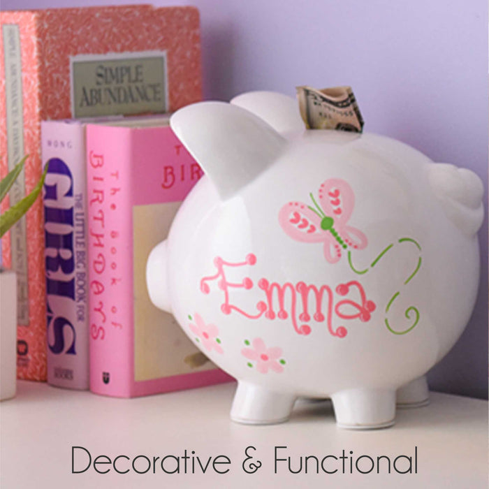 Hand Painted Personalized Classic Rosie Posie Piggy Bank