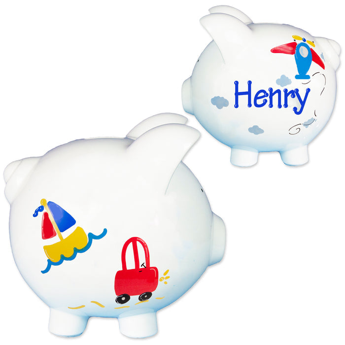 Hand Painted Personalized Classic Sails and Trails Piggy Bank