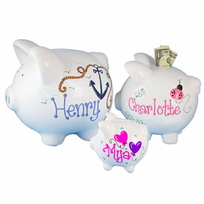 Hand Painted Personalized Classic Transportation Piggy Bank