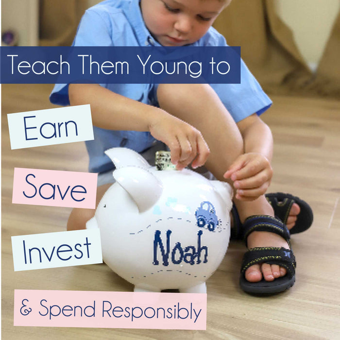 Hand Painted Personalized Classic Transportation Piggy Bank