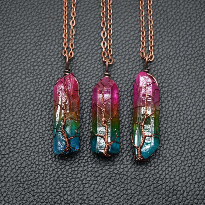 Hot Selling Stone Crystal Pillar Tree Of Life Pendant In Europe And America cjdropshipping