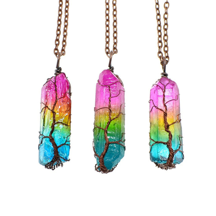 Hot Selling Stone Crystal Pillar Tree Of Life Pendant In Europe And America cjdropshipping