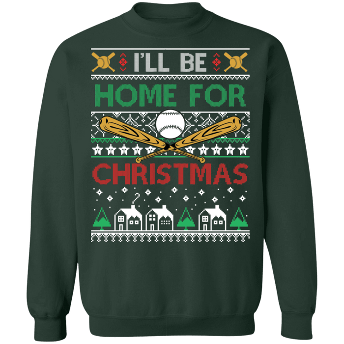 I'll be home for the holidays Baseball Player Ugly Christmas Sweater sweatshirt