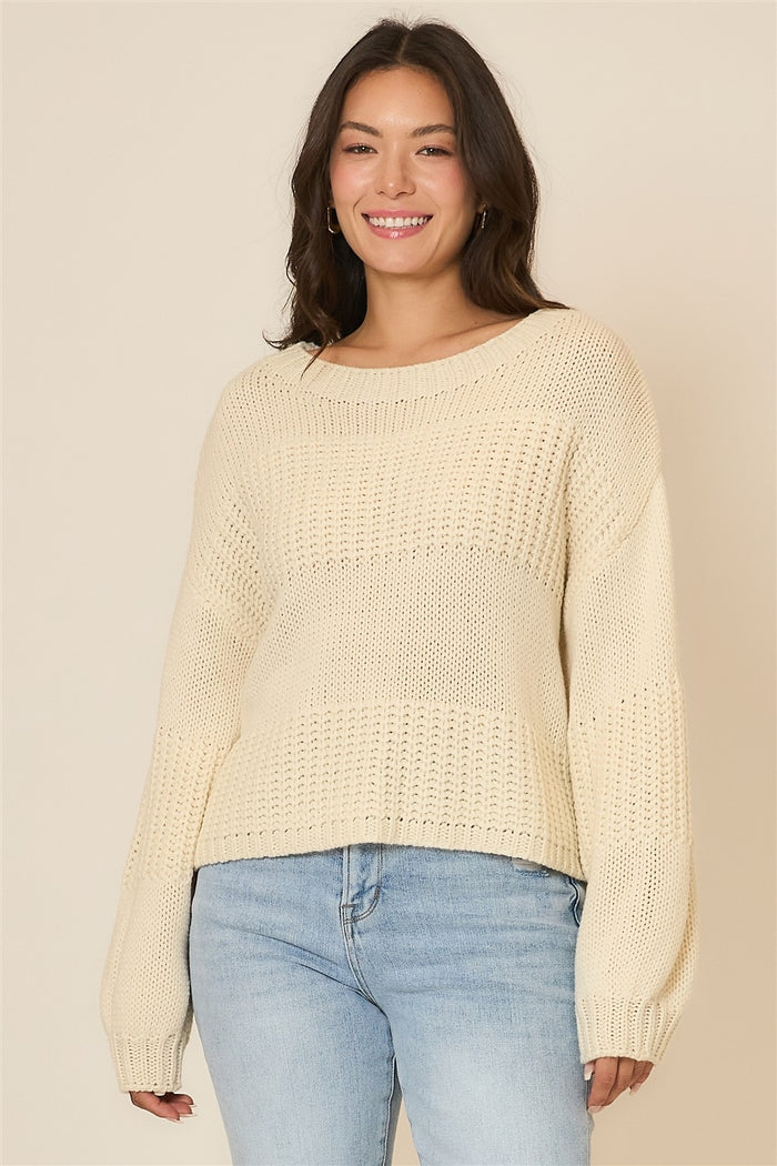 Ivory Striped Pullover Sweater