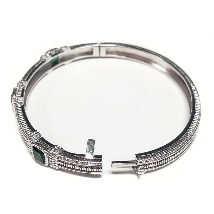 Judith Ripka Silver & Green Quartz Bangle