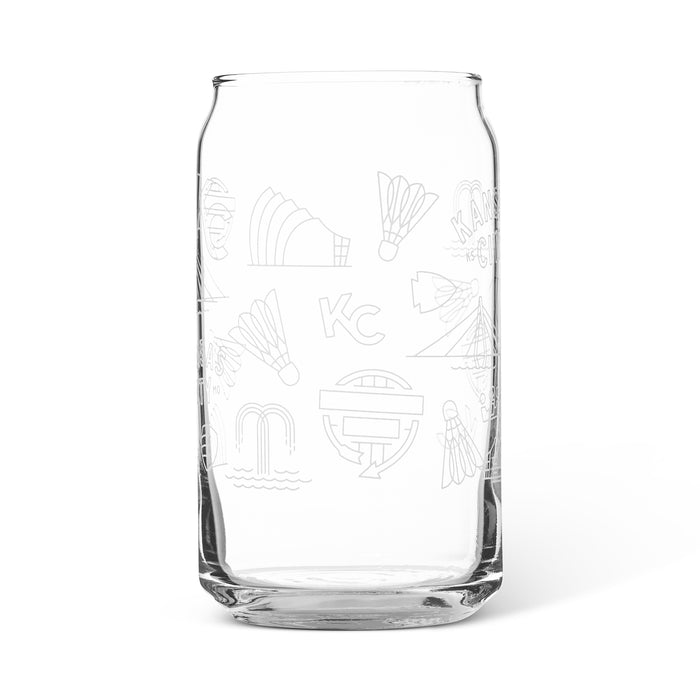 Kansas City Landmark Icons Beer Can Glass, Flint & Field