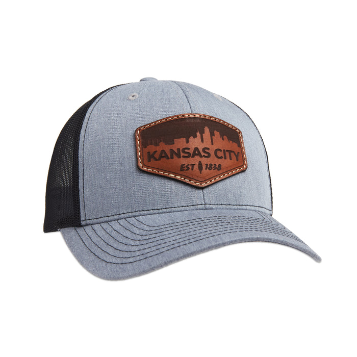 KC Laser Co Skyline Leather Patch Hat - Grey
