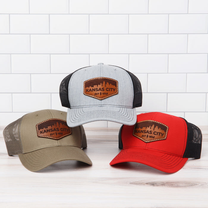 KC Laser Co Skyline Leather Patch Hat - Grey