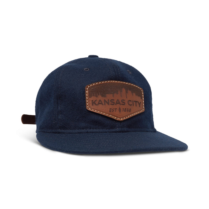 KC Laser Co Skyline Leather Patch Hat - Navy