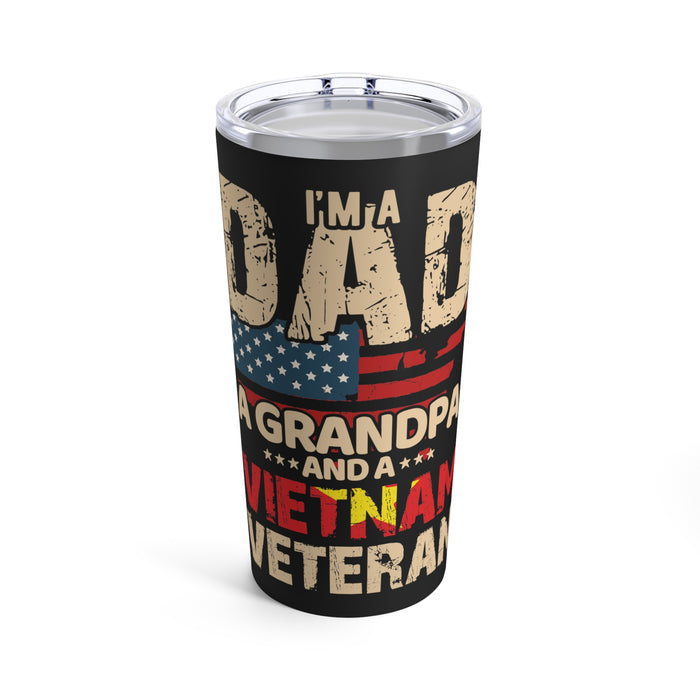 Legacy of Service: 20oz Military Design Tumbler - Proud Dad, Grandpa, and Vietnam Veteran