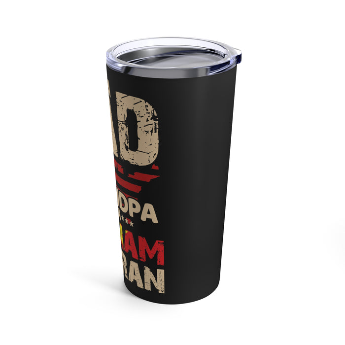 Legacy of Service: 20oz Military Design Tumbler - Proud Dad, Grandpa, and Vietnam Veteran