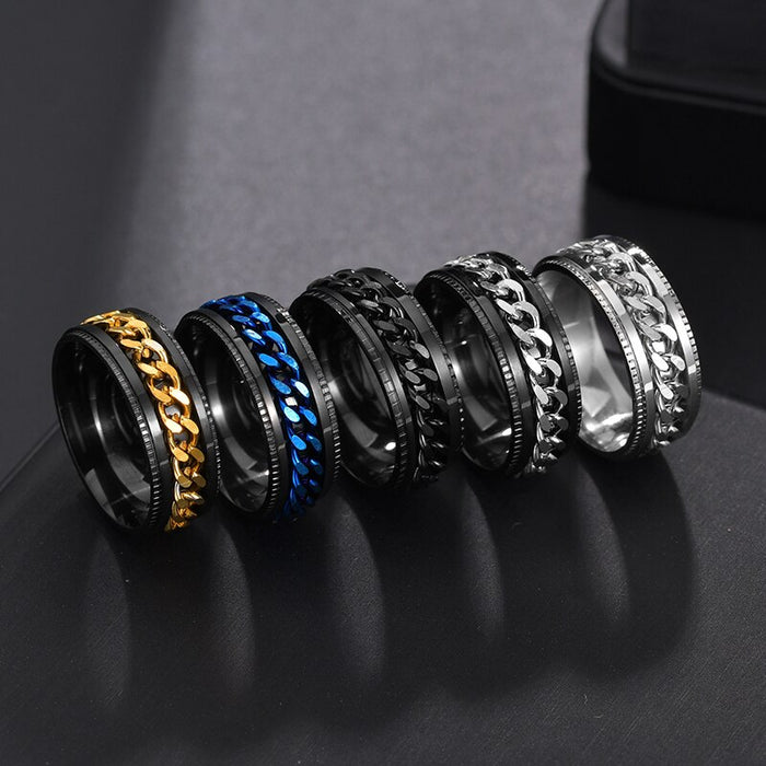 Letdiffery Cool Stainless Steel Rotatable Men Ring High Quality Spinner Chain Punk Women Jewelry for Party Gift DSers