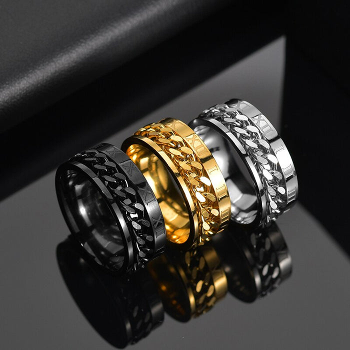 Letdiffery Cool Stainless Steel Rotatable Men Ring High Quality Spinner Chain Punk Women Jewelry for Party Gift DSers