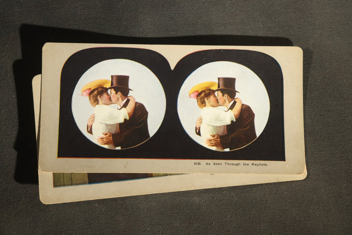 Grouping of 21 Antique Colorized Photographic Stereo View Cards, Comic and Genre Scenes