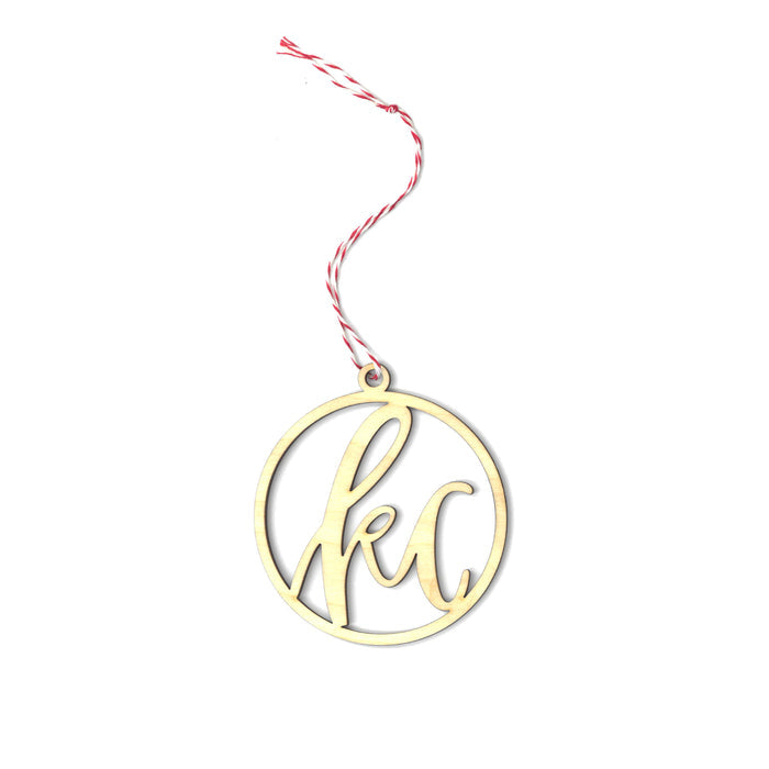 Loveletter Studio KC Script Woodcut Ornament