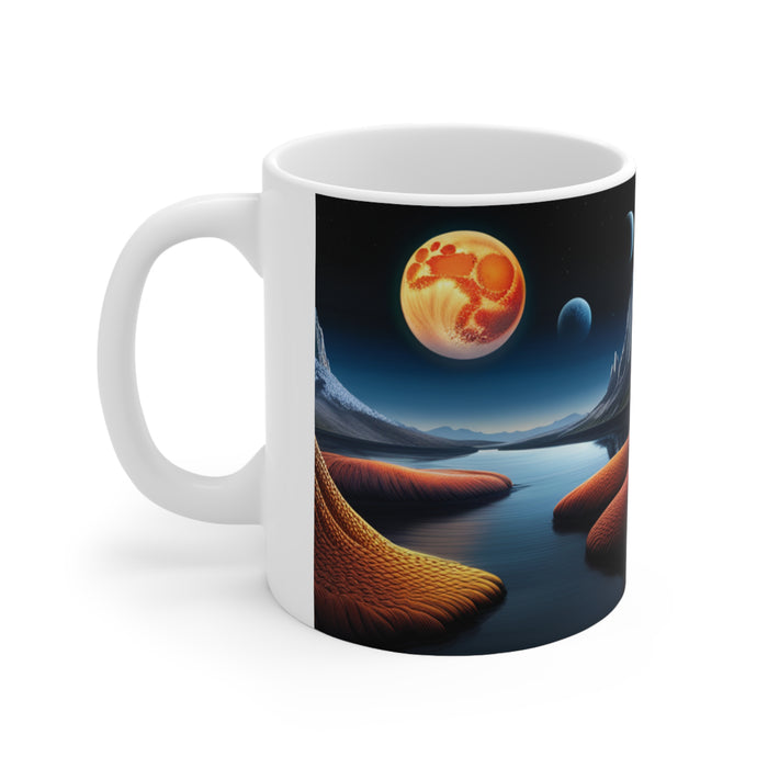 Lunar Moon Scene Toadstools and Lillies #4 Mug 11oz mug AI-Generated Artwork
