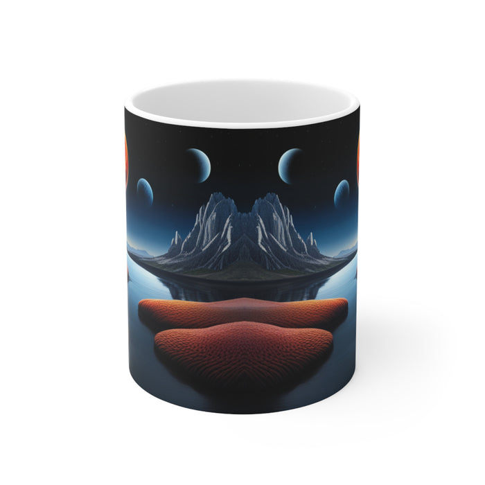 Lunar Moon Scene Toadstools and Lillies #4 Mug 11oz mug AI-Generated Artwork