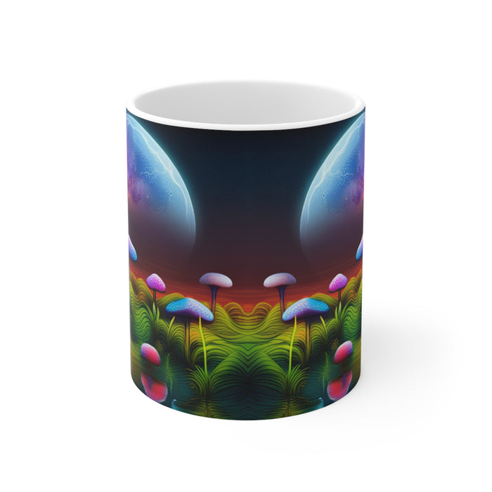 Lunar Moon Scene Toadstools and Lillies #6 Mug 11oz mug AI-Generated Artwork