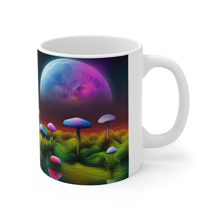 Lunar Moon Scene Toadstools and Lillies #6 Mug 11oz mug AI-Generated Artwork