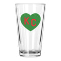 Made in KC x Charlie Hustle KC Heart Pint Glass: Green & Red