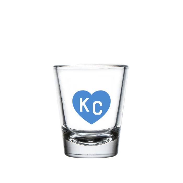Made in KC x Charlie Hustle KC Heart Shot Glass: Light Blue
