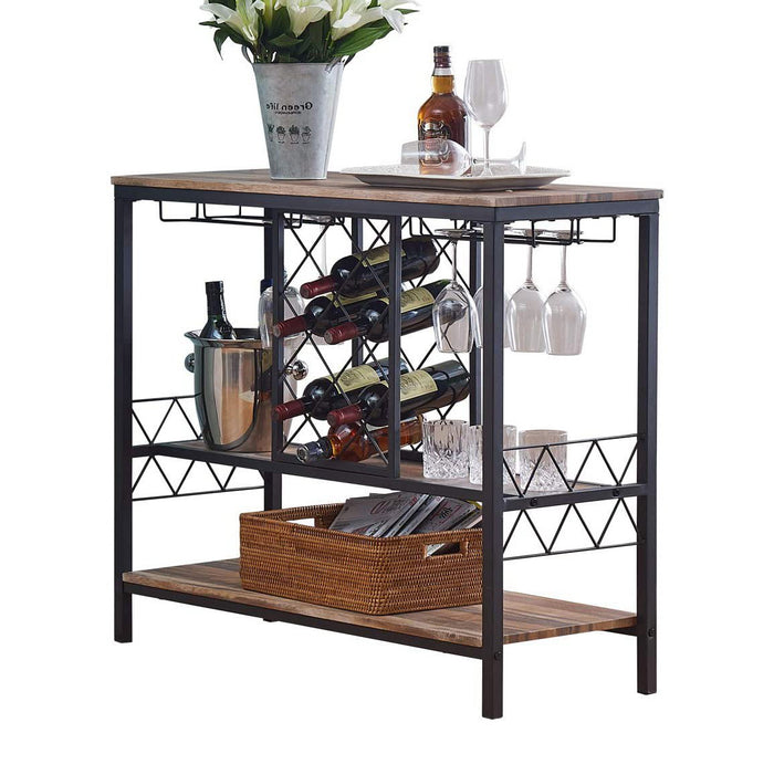 Mickie Industrial Wine Rack Table