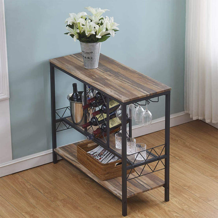 Mickie Industrial Wine Rack Table