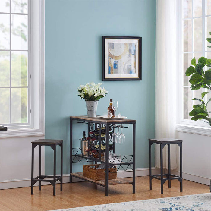 Mickie Industrial Wine Rack Table