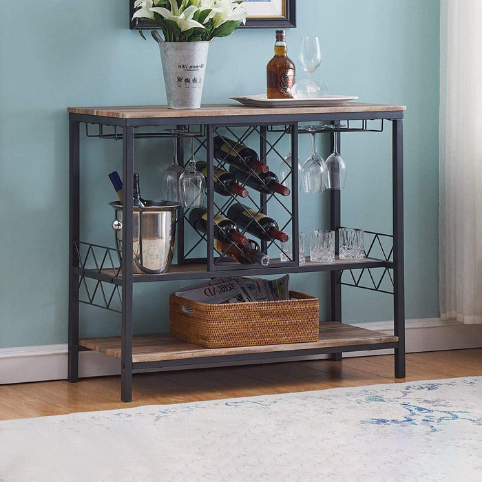 Mickie Industrial Wine Rack Table