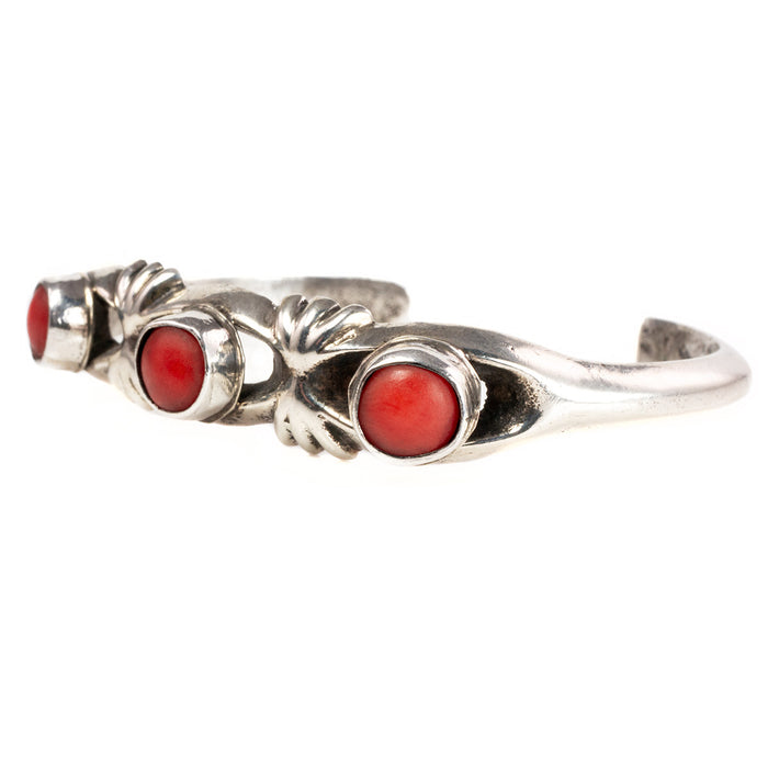 Native American Silver & Coral Cuff