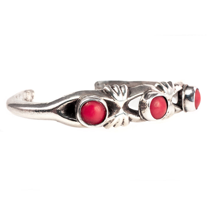 Native American Silver & Coral Cuff