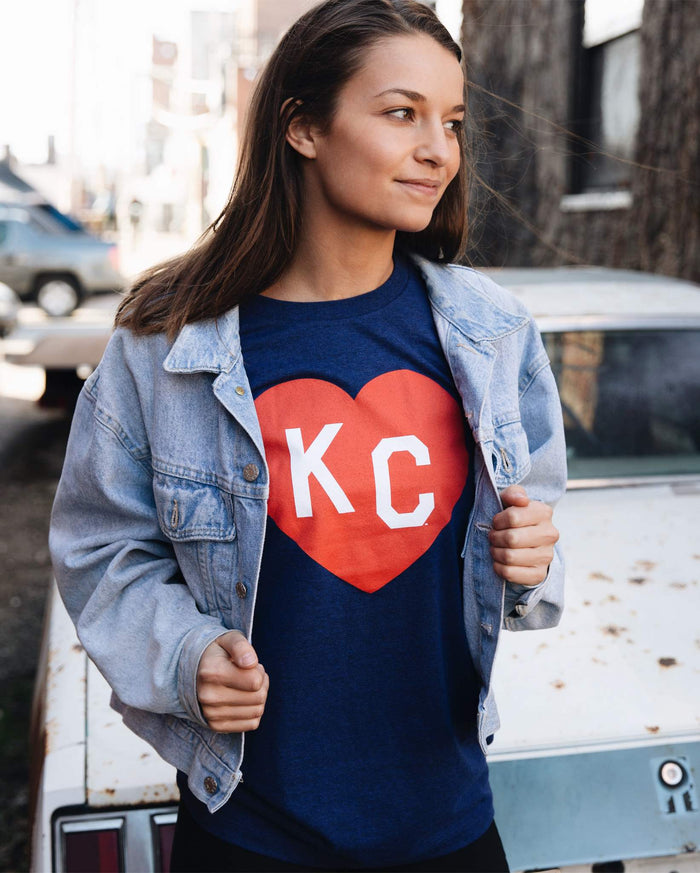 Navy With Red KC Heart Tee, Charlie Hustle