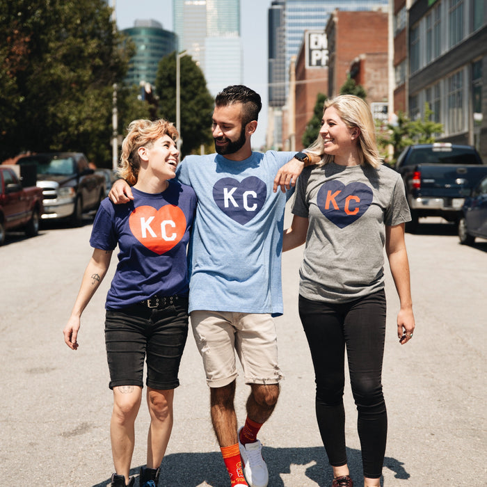 Navy With Red KC Heart Tee, Charlie Hustle