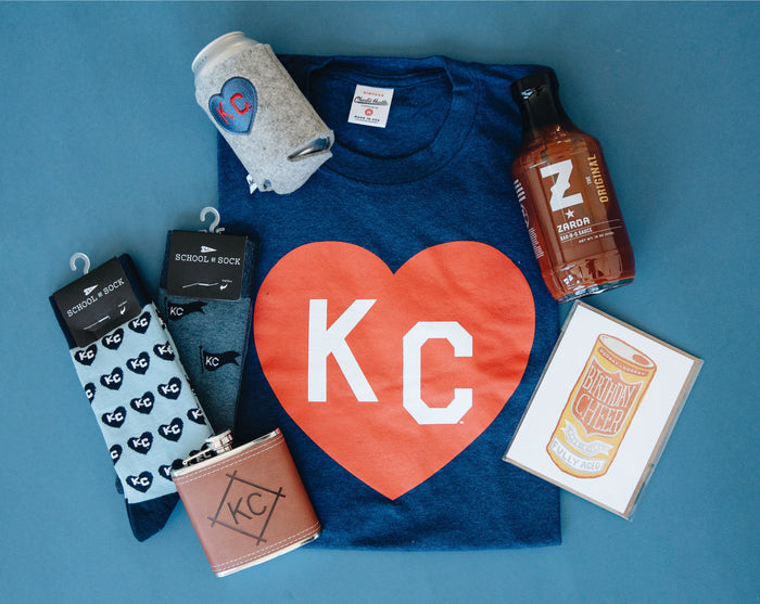 Navy With Red KC Heart Tee, Charlie Hustle