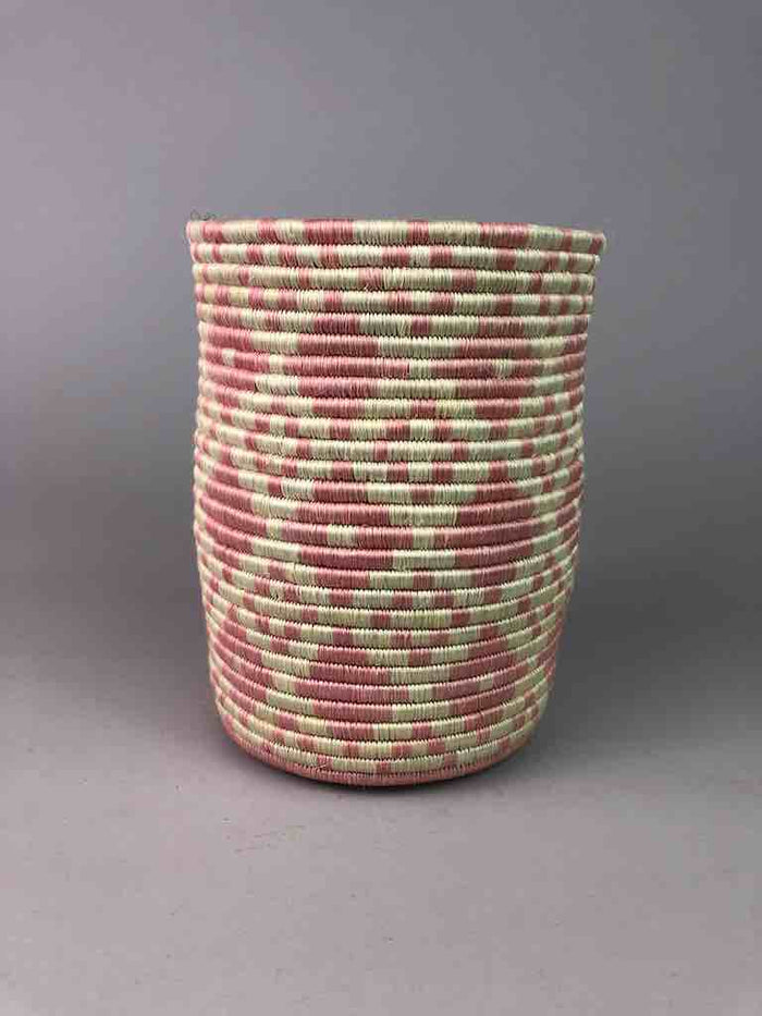 Pink Cylinder Tutsi Sisal Basket, 8" x 5.8"