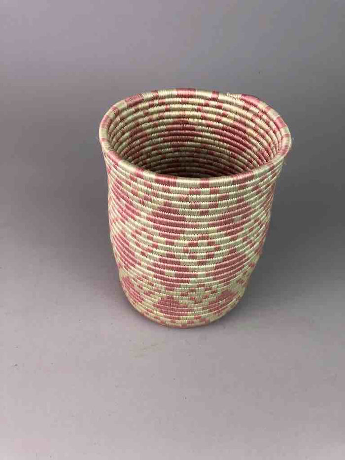 Pink Cylinder Tutsi Sisal Basket, 8" x 5.8" - view 2