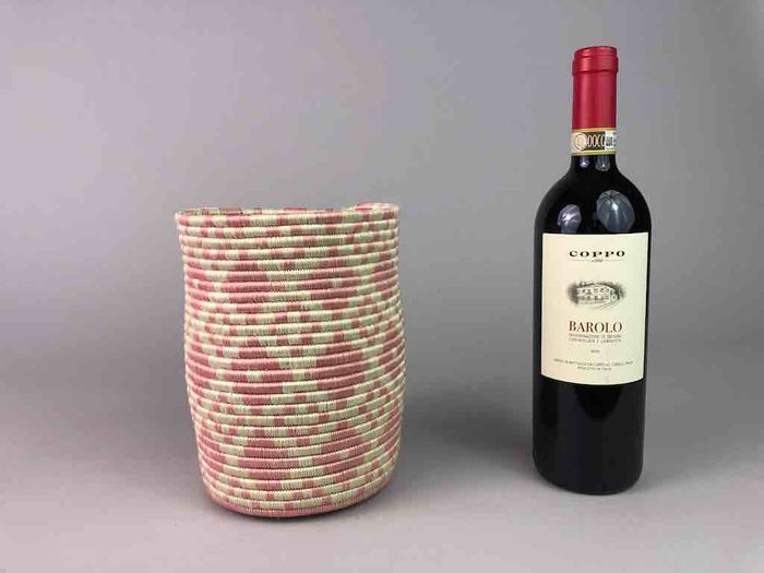 Pink Cylinder Tutsi Sisal Basket, 8" x 5.8" - view 3